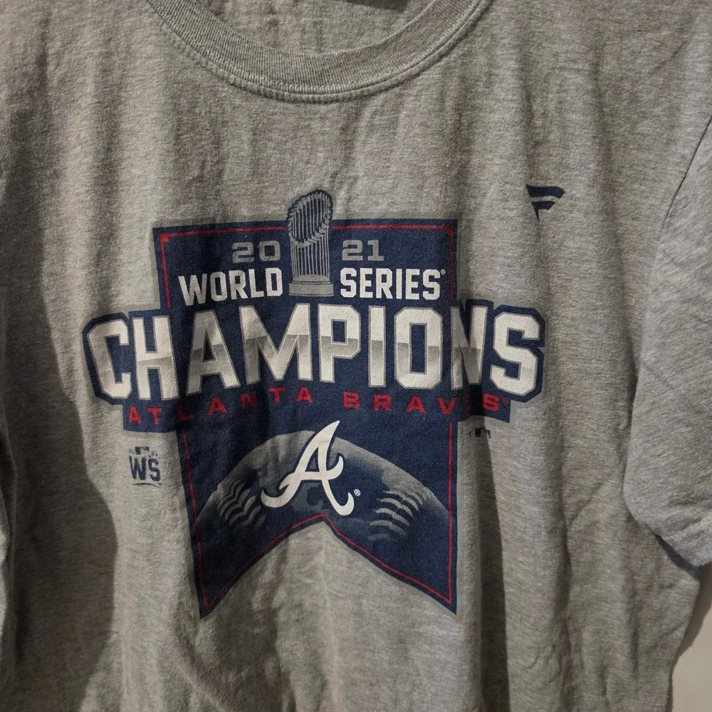 Atlanta Braves 2021 World Series Champions Fanatics Gray Graphic T-Shirt Mens M - Picture 2 of 6